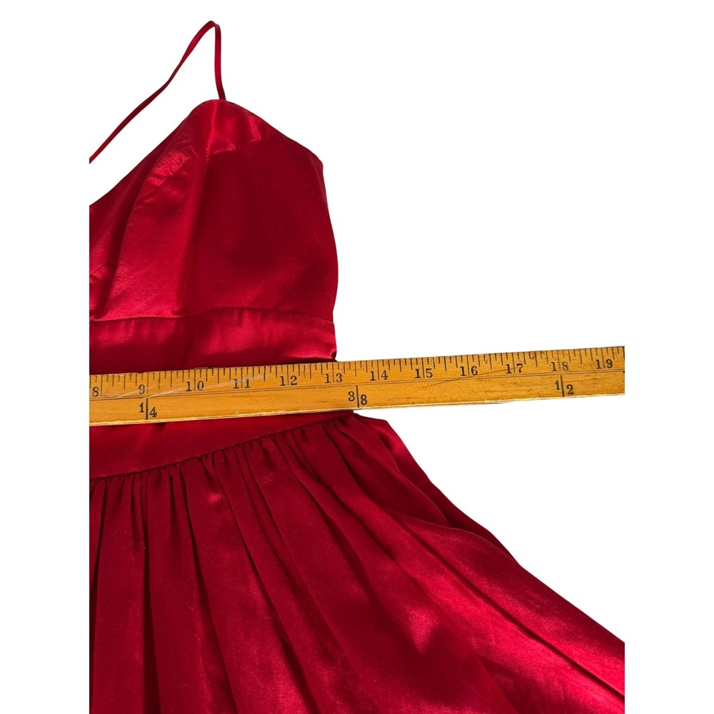 Forever 21 Red Silk Blend High Low Open Back Cocktail Dress M J05179D - Picture 4 of 13